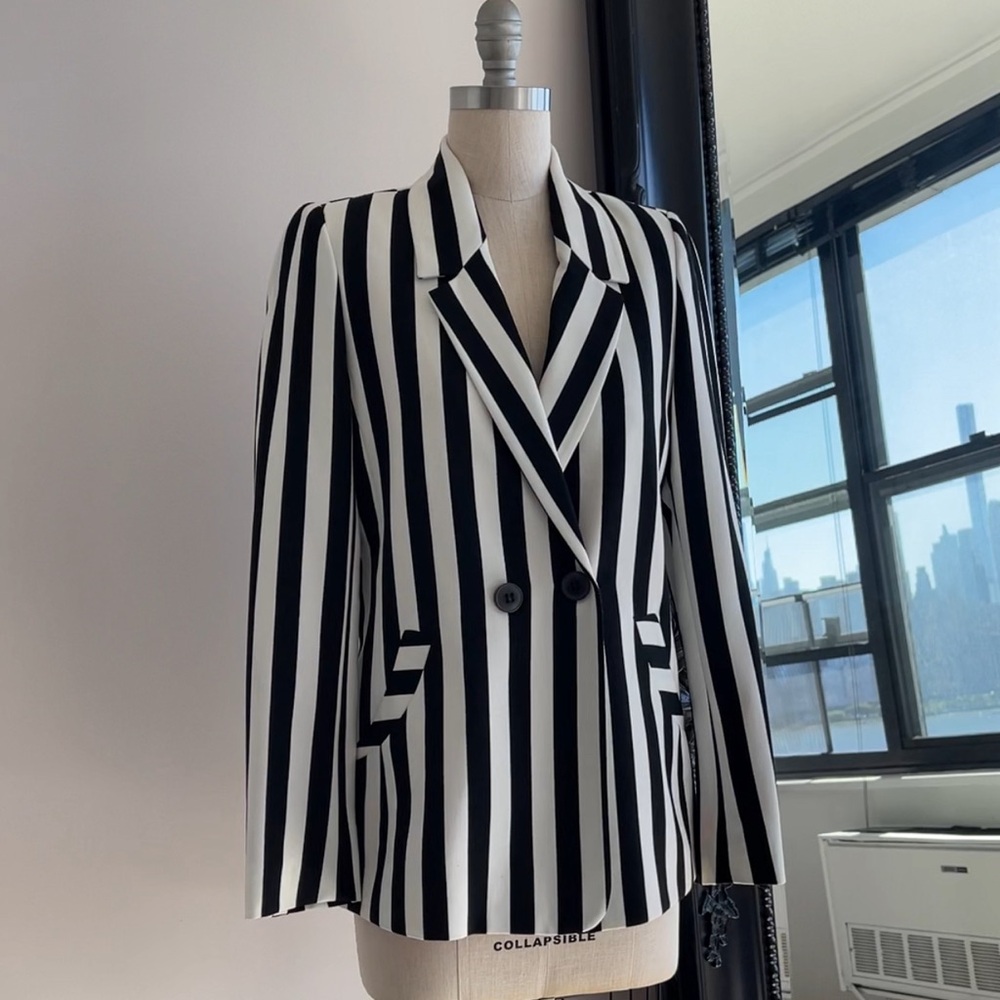 Black and white striped blazer; Beetlejuice, Halloween, Wednesday Addams